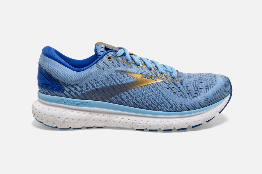 Brooks Running Shoes - Glycerin 18 Road Womens - Blue/Gold - JOT-274568